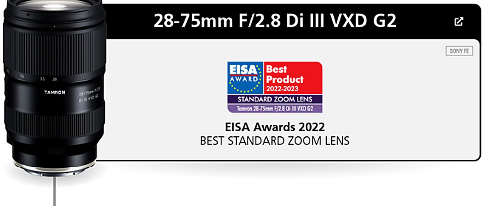 Tamron 28-75mm F/2.8 Di III VXD G2 award